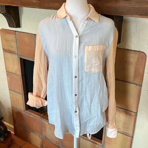 Rails Ellis Bermuda Color Block Button Front Shirt, size S